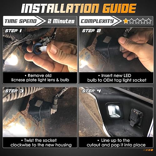 Miniatura 3 de HERCOO Luces de matrícula, lente de lámpara, clips negros, carcasa compatible con Dodge Ram 2003-2018 1500 2500 3500 de repuesto para parachoques