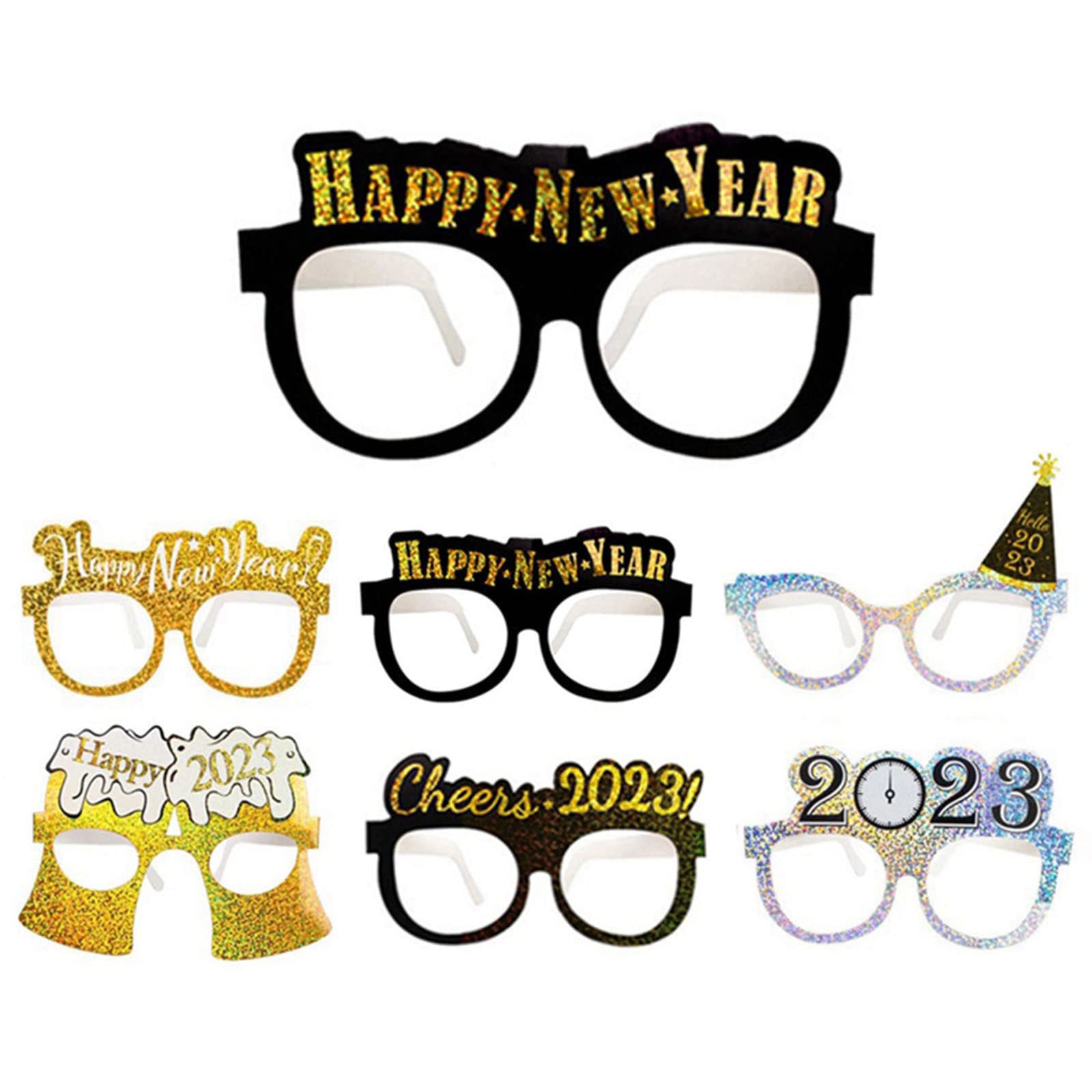 DPKOW 23pcs 2026 Capodanno Occhiali Cappelli di Carta di Multicolore, Buon Anno Nuovo Cappelli a Cono Corona Cerchietti per 2026 Capodanno Gadget Photo Booth Accessori Cotillon