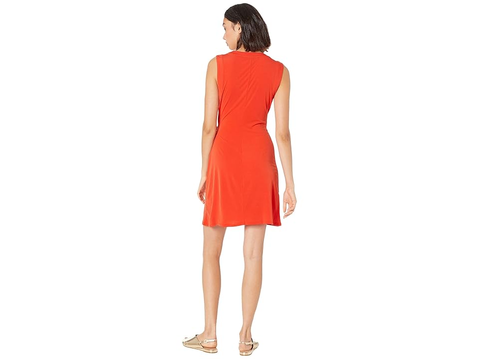 

BCBGMAXAZRIA Sleeveless Wrap Dress (Red Clay) Women's Clothing