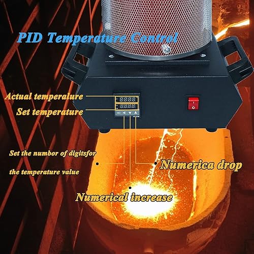 Miniatura 2 de Horno eléctrico de fusión de oro de 2100 W con crisol de grafito de 6.6 lbs para chatarra derretida, máquina de fundición de metal digital 2100F con