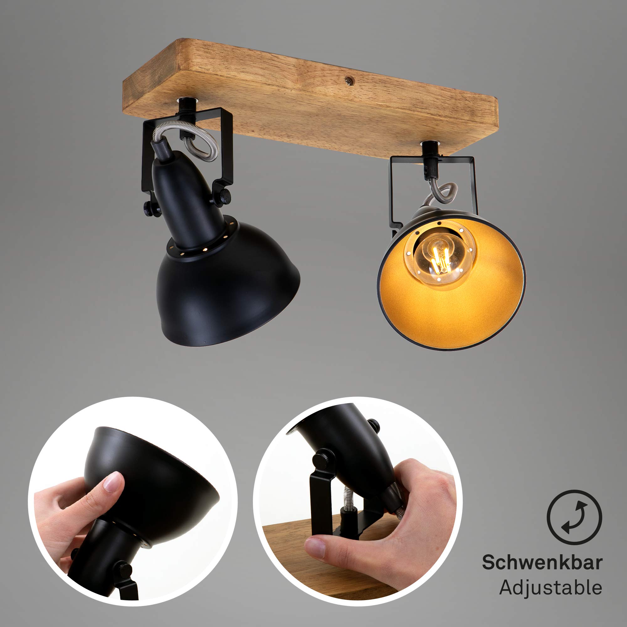 Briloner Lampen - plafondlamp, plafondlamp met 2 draai- en zwenkbare spots in retro/vintage design, fitting: E14 max. 40 watt, metaal, afmetingen: 30,4 x 10 x 18,1 cm, kleur
