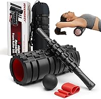JOYENERGY 5-in-1 Patented High-Density Foam Roller Set with Massage Stick, Ball & Band for Deep Tissue Yoga Pilates Recovery