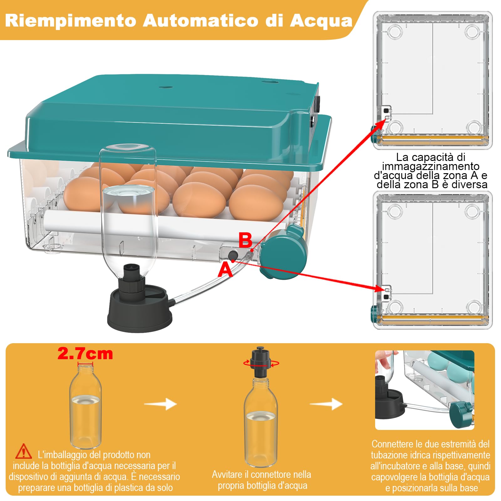 CoInceptus Incubatrice per Uova Automatica, Incubatrice per 12-16 Uova con Rotazione Automatica delle Uova e Aggiunta Automatica dell'acqua, Incubatrice per Uova di Gallina, Quaglia, Anatra