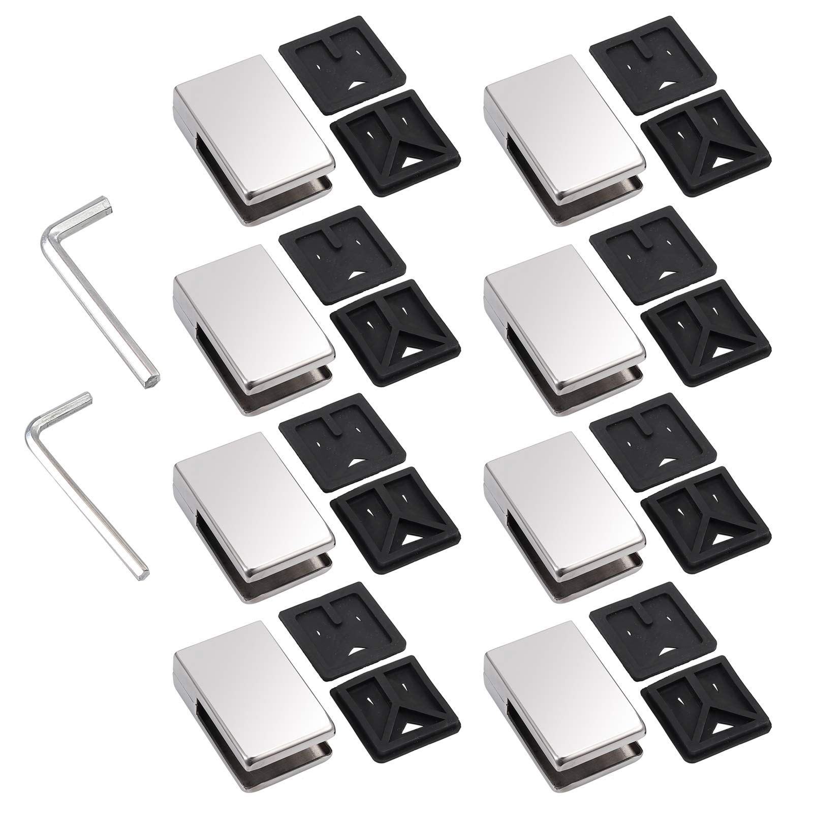 Proster 8 Pezzi Supporto Vetro 11-12mm Acciaio Inossidabile 304 Morsetto Fissa Vetro Con 2 Cacciavite per Ringhiera Balaustra Corrimano della Scala - Lucido Nero