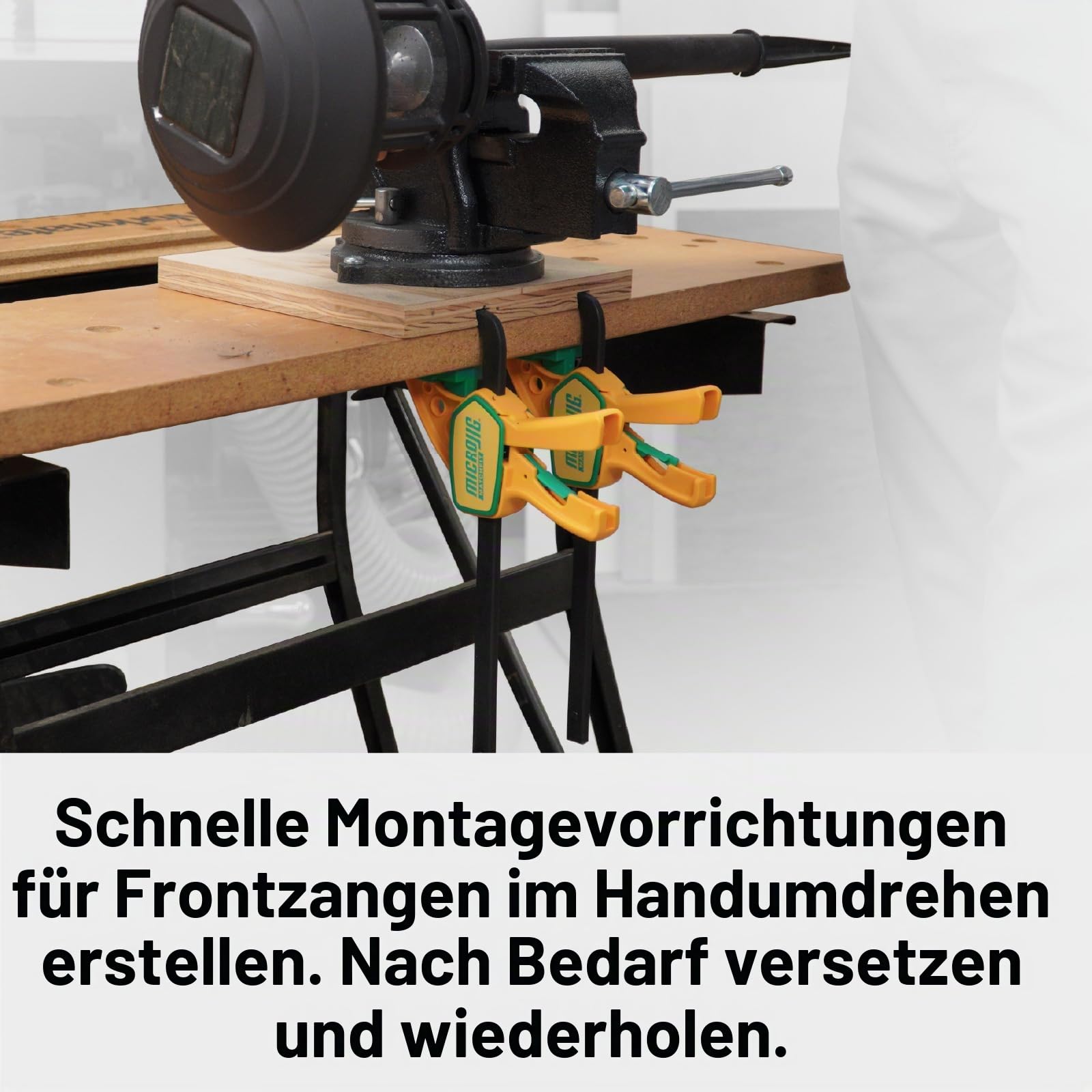 MatchFit GRR-RIP Klemmen von Microjig, 2 Stück, Schwalbenschwanzschienenklemmen, Squeeze Action Schwalbenschwanzklemmen für Vorrichtungen, Schlitten, Werkbänke, DVC-625QCK2, Gelb