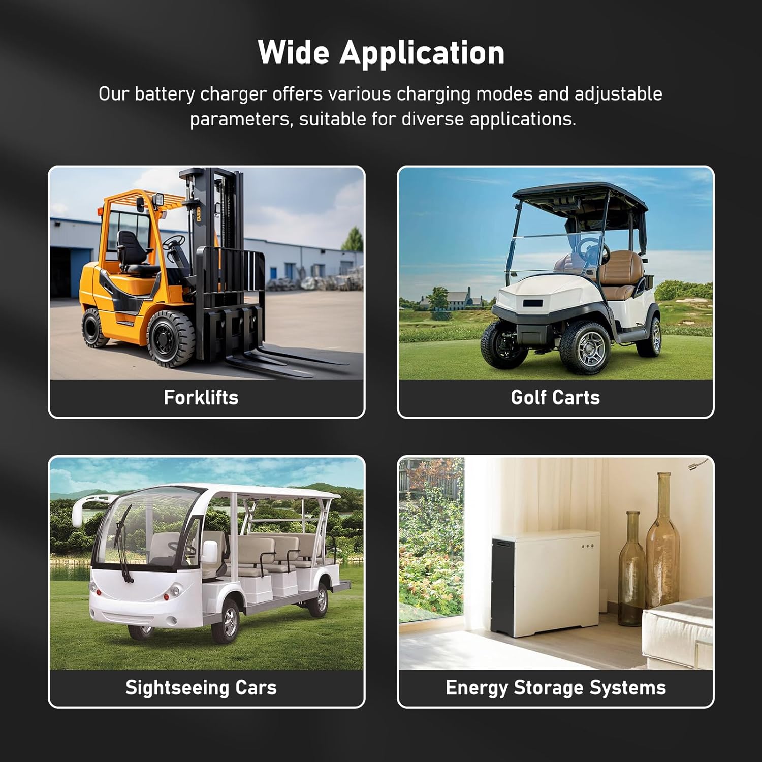 48V 50A Adjustable Battery Charger, Intelligent Charger for Lead-Acid & LiFePO4 Lithium Batteries, 240V AC Hardwired Charger for Forklifts, Golf Carts, Sightseeing Cars, Energy Storage Systems - Image 8