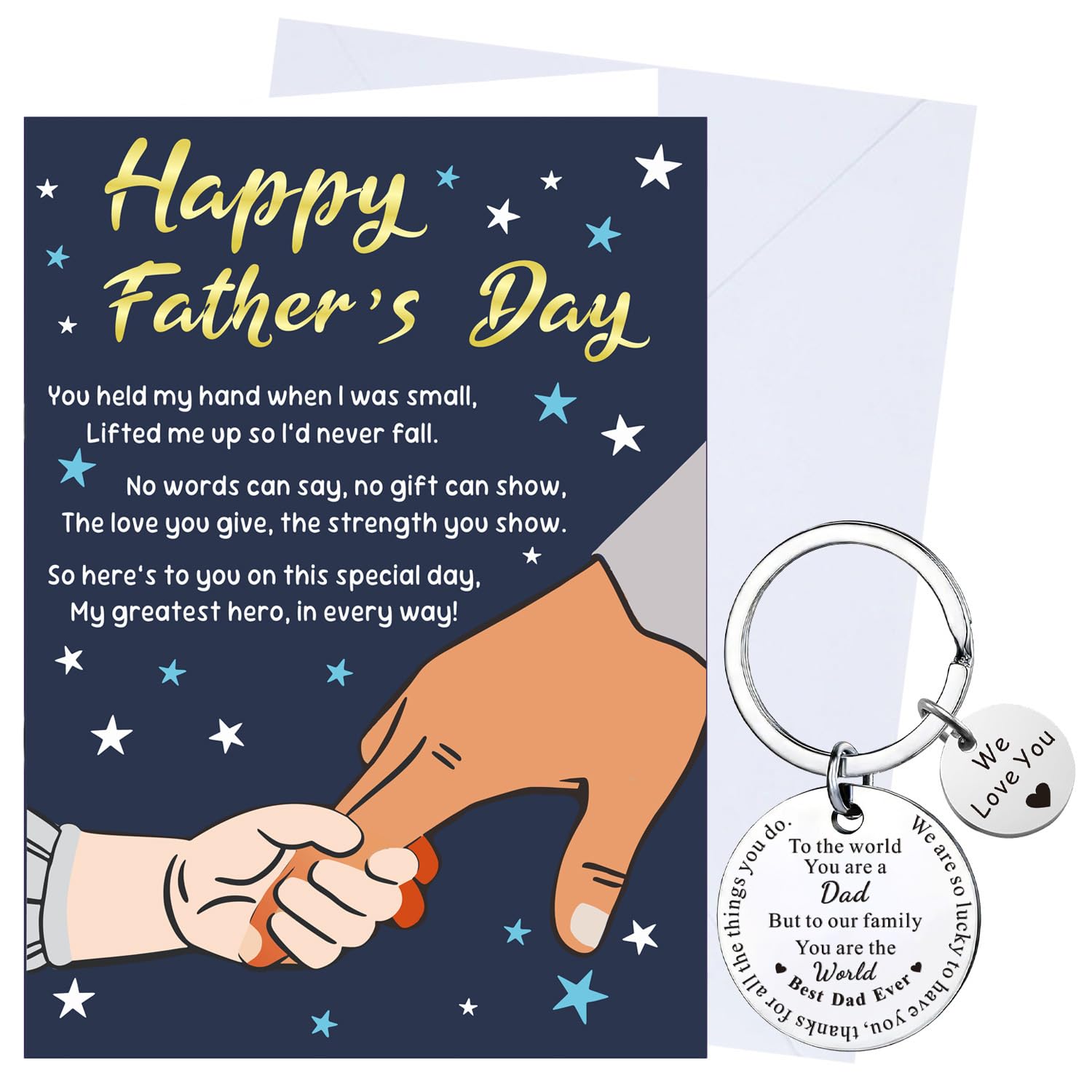 XINDY Fathers Day Card, Dad Fathers Day Card from Daughter or Son, Happy Father's Day Card Keyring Father's Day Dad Gifts from Daughter or Son