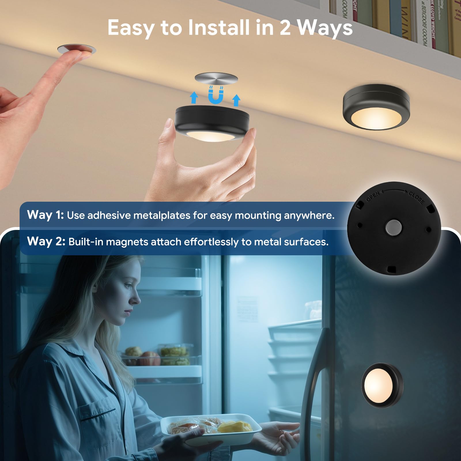 Yiliaw Luces LED con mando a distancia, funciona con pilas AA, 12 colores, iluminación para debajo de los muebles, luces de impresión, iluminación para armario de cocina, paquete de 12 unidades, color