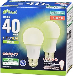 Ohm Electric LDA4N-G AG27 LED Bulb (40 Equivalent/533lm/4.4W/Daylight White/E26/26/Omnidirectional Light Distribution/Compatible with Enclosed Fixtures/Pack of 2)