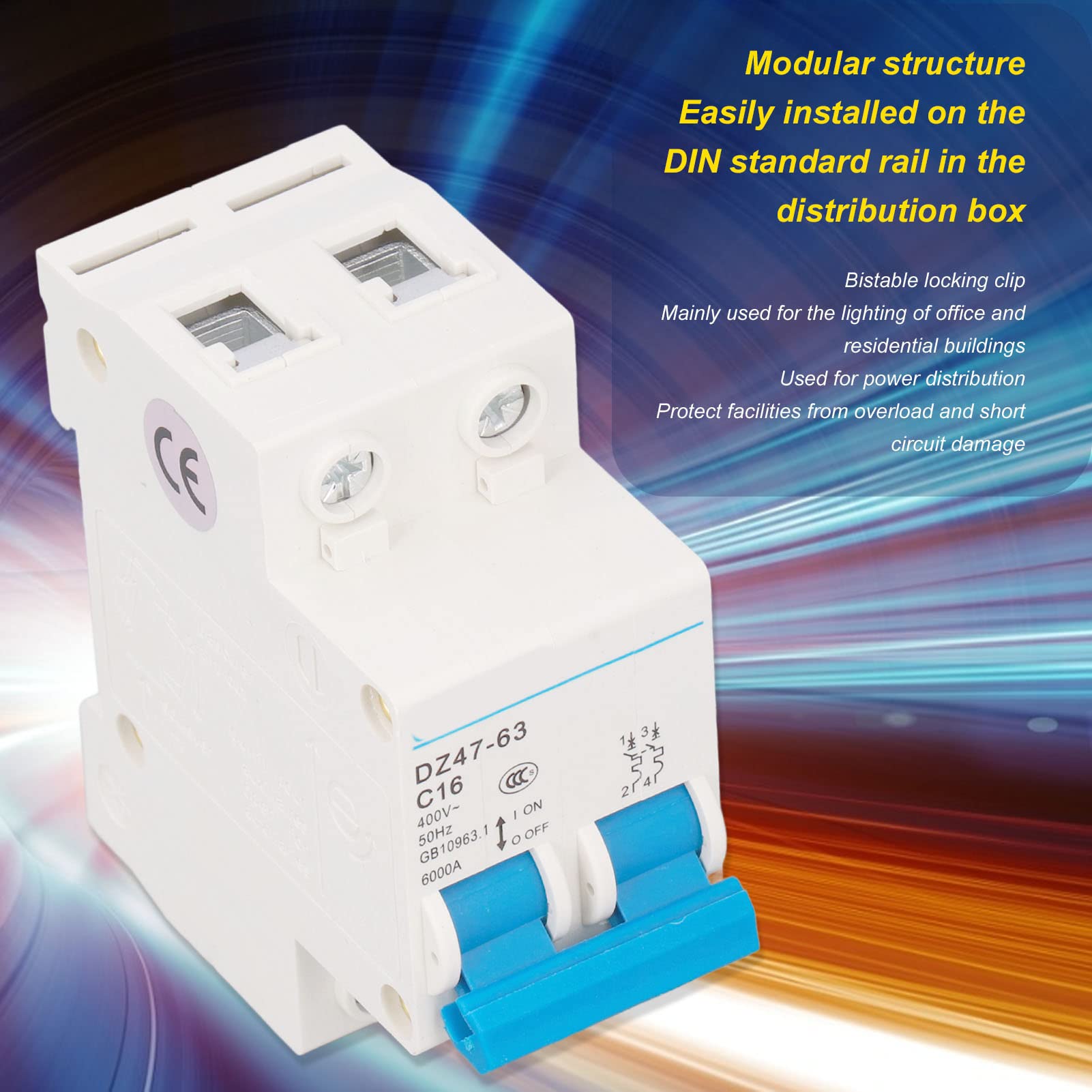 Disjoncteur Miniature DZ47-63Z 2P 16A 1000V DC Pour Protection Photovoltaïque