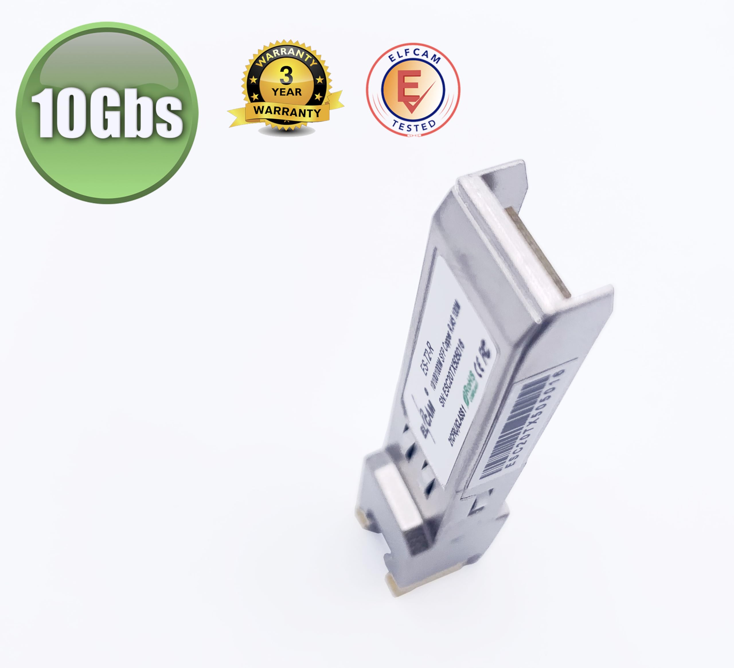 Elfcam - 10Gb SFP+ Transceiver Module en RJ45 pour Freebox Ultra/Delta et Cisco, 10Go SFP+ Module 10Gbase-T-30m Jusqu'à 30 Mètres avec Un Câble Ethernet Cat6A/ Cat7/ Cat8, Lot de 1