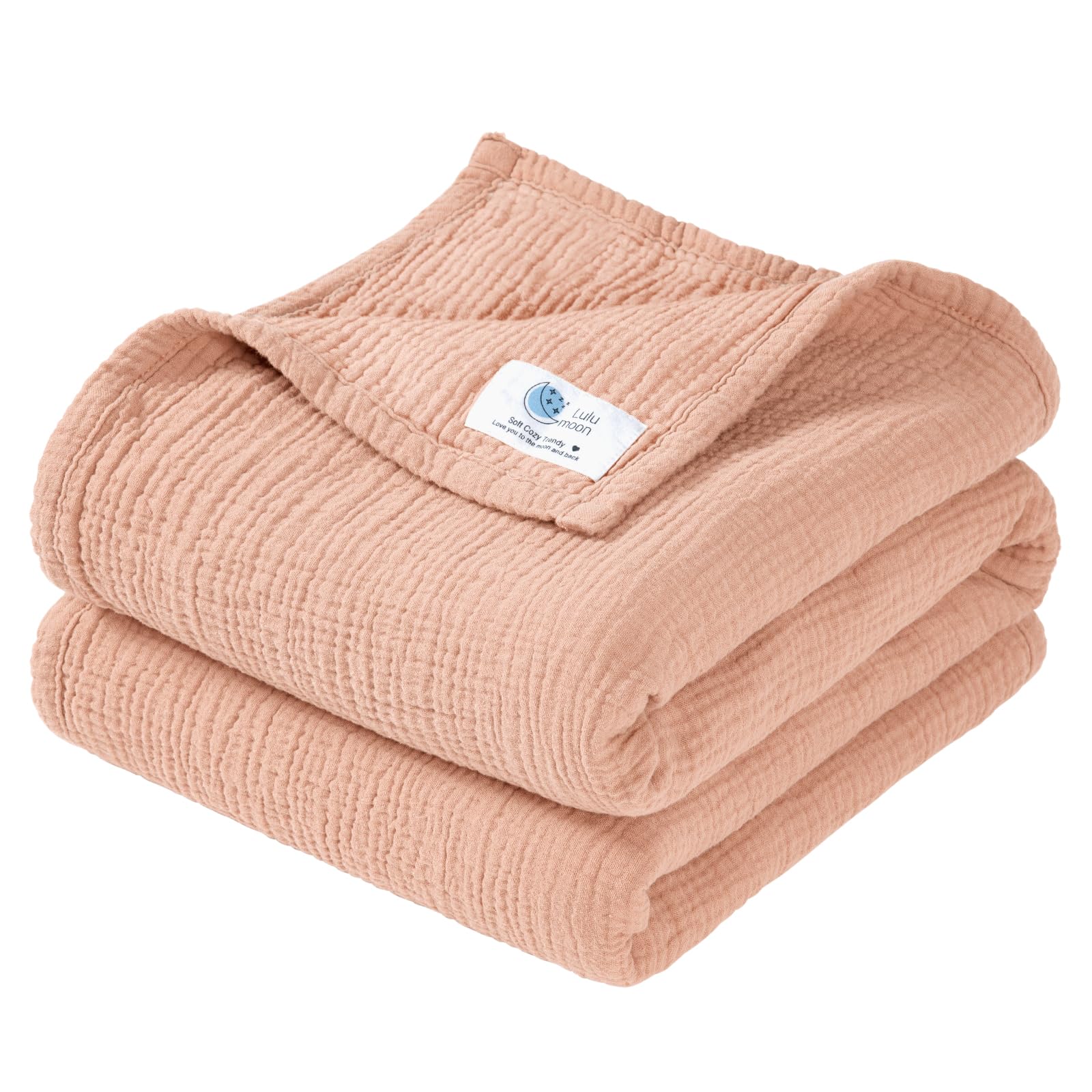 Lulu moon Musselin Decke Baby - Atmungsaktive Babydecke,Baby Decken Neugeborenen,Weiche Krabbeldecke für Kinder,Musselin Schlafdecken für Kleinkinder Mädchen Junge 120x120cm (Rosa)