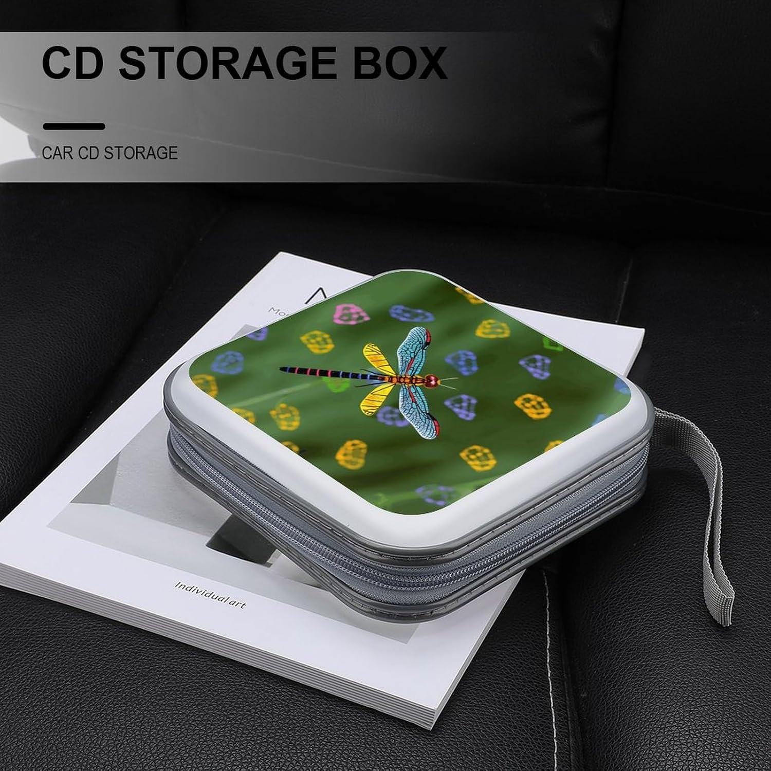 Colorful Dragonfly CD Case Portable DVD Case Holder Large Storage Disc Wallet Bag 40 Capacity Hard Plastic Disc Cases Storage Binder DVD Case Wallet for Car Home Travel image 5