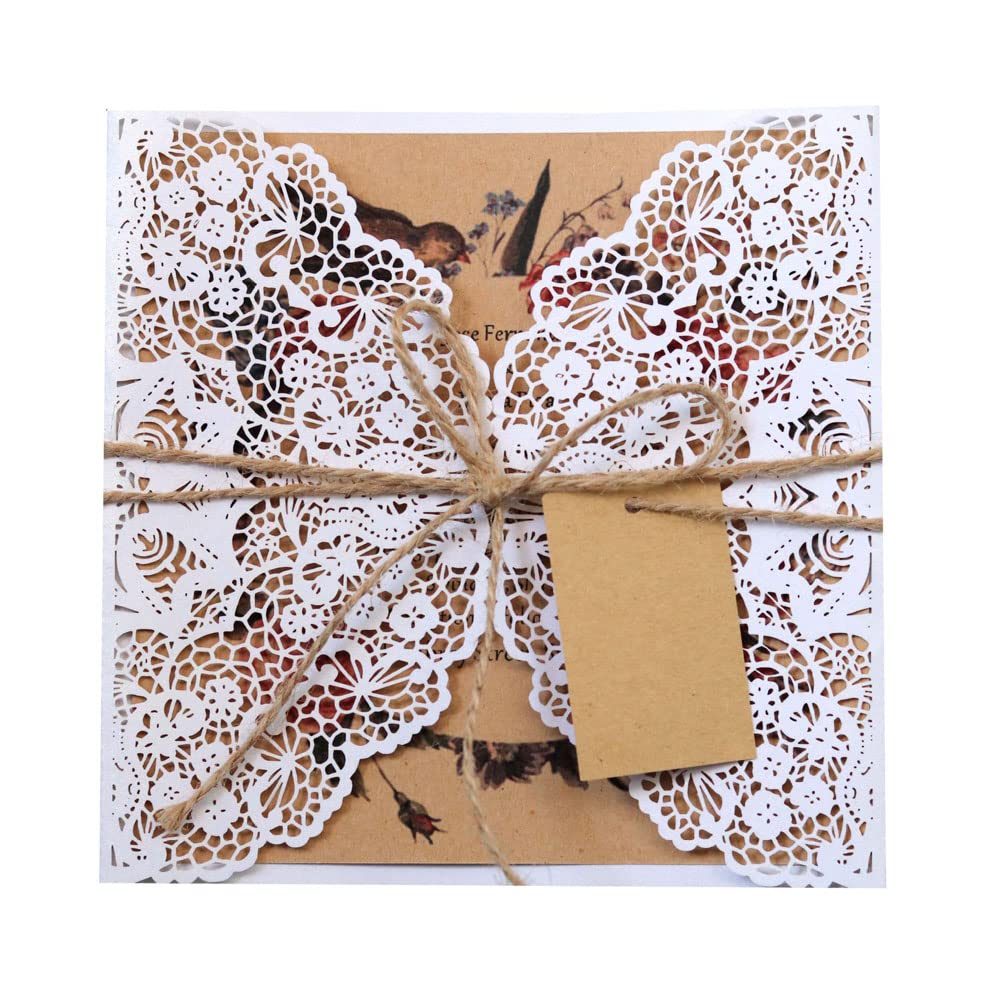 Invitations de mariage rustique blanc kit 50 pièces pour réussir facilement vos faire-part vierges