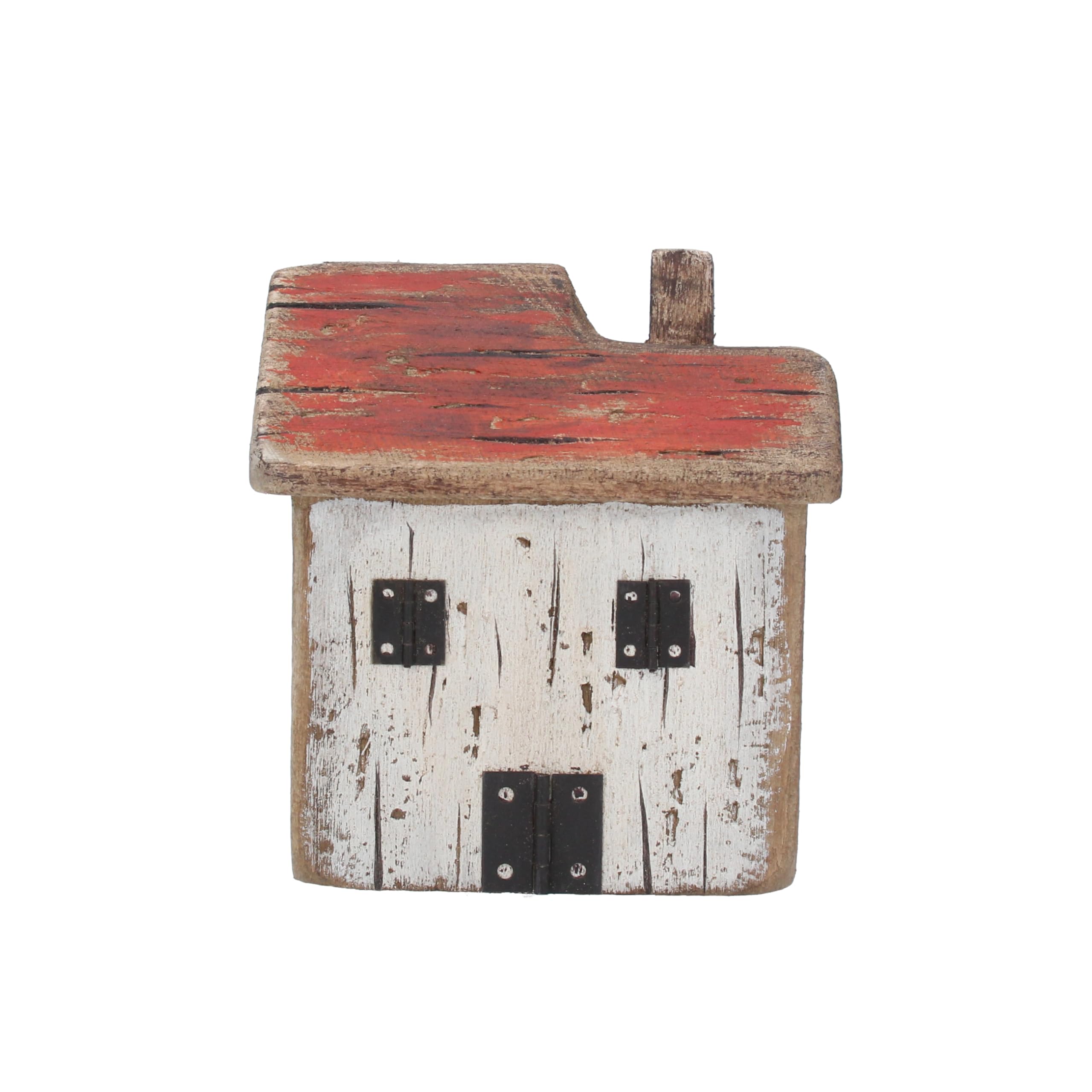 Gisela Graham White And Red Rustic Wood Nautical Cottage, Red, Seaside Nautical Home Decor
