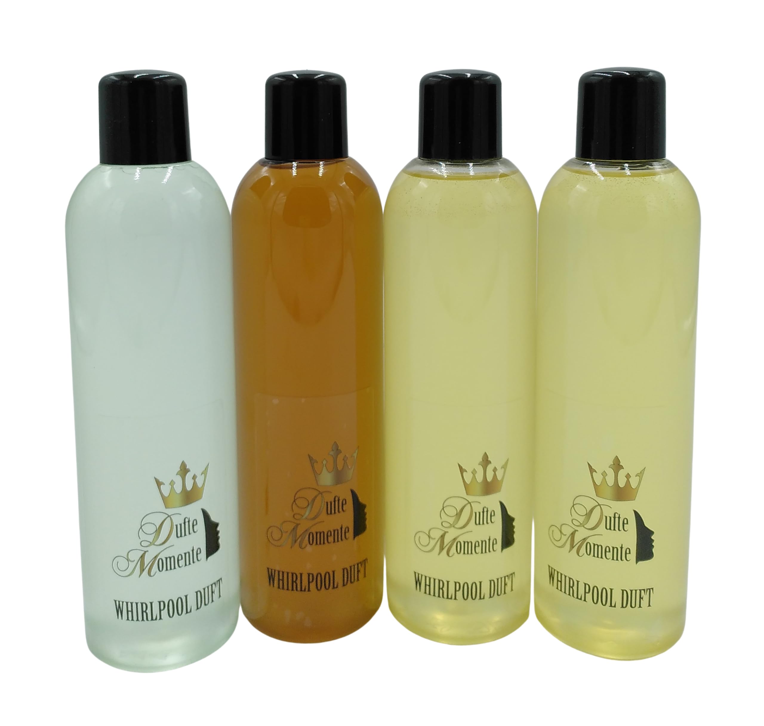 Dufte Momente | Whirlpool Duft 4 x 260ml - freie Wahl der Düfte | Badezusatz | mit naturreinen und natürlichen ätherischen Ölen | kein Schaum | vegan und ohne Tierversuche