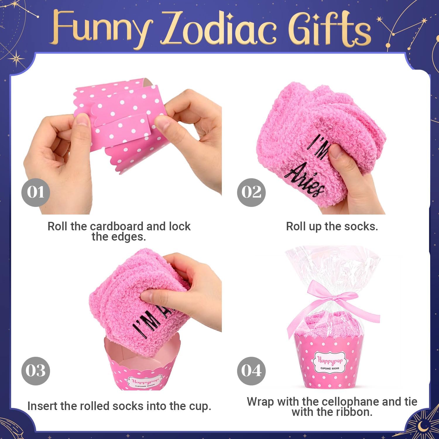 HAPPYPOP Zodiac Gifts Birthday - Astrology Constellation Horoscope Gifts, Galaxy Socks - Image 7