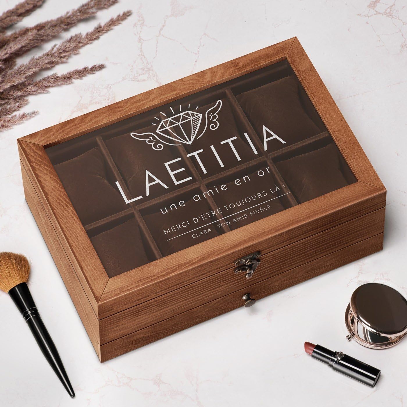 Maverton Boîte personnalisée pour montres et bijoux, Coffret en bois
