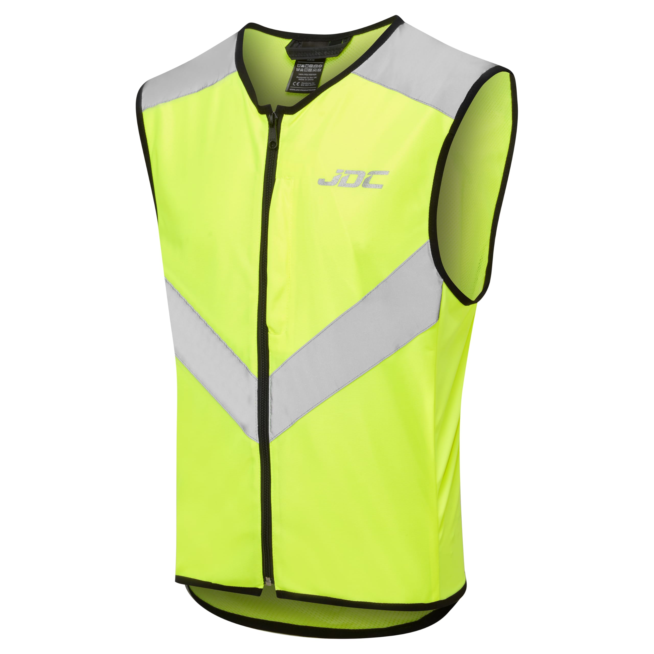 JDC Gilet Haute Visibilité Moto Zippé Sécurité Réfléchissant Jaune - Axis - Jaune - XXL