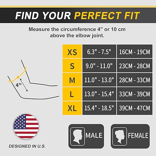 Vista 38 de CAMBIVO Paquete de 2 coderas para tendinitis, codo de tenista, manga de compresión para alivio del dolor de codo de golfistas, artritis, bursitis