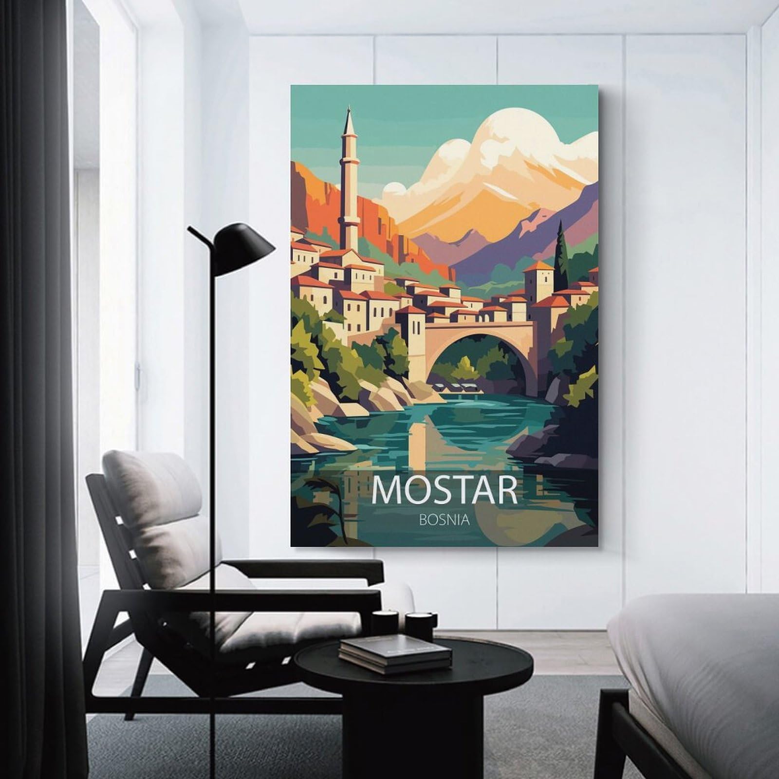 Junmoney Mostar, Bosnia Travel Wall Picture Print 16x24inch(40x60cm), for Bedroom Decor, Cosy Corners Or Studios, Home Artwork with A Soft Interior Feel