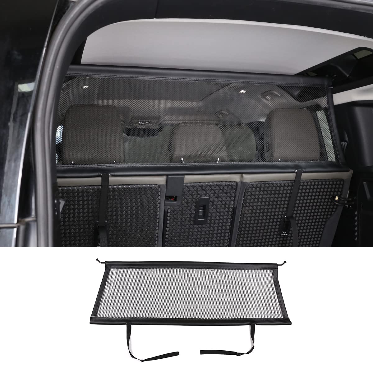 Barriera per cani per auto compatibile con LR Defender 110 2020-2025, rete di sicurezza per auto per animali domestici, protezione regolabile per cani per bagagliaio auto, reti divisori universali per