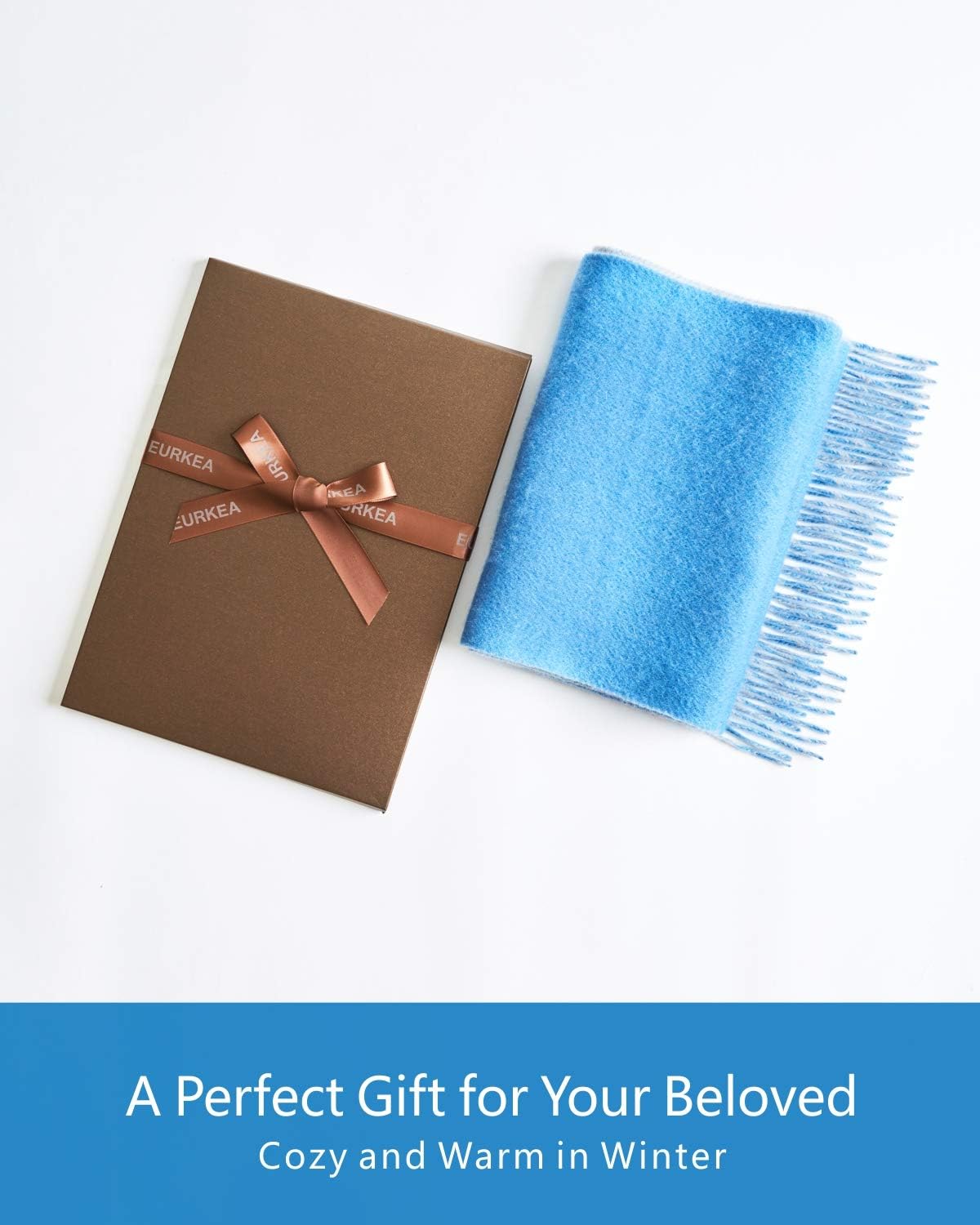 EURKEA 100% Cashmere 2025 Winter Scarf for Women Fringed Edges Warm & Soft Lightweight Solid/Plaid/Two-Tone Free Size - Image 5