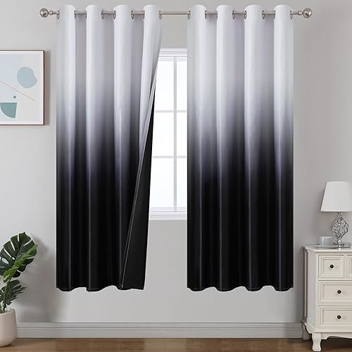 Miniatura 37 de Estelar Textiler Cortinas Opacas con Degradado para Sala de Estar de 84 Pulgadas de Largo, Cortinas de Ojales Ombré con Aislamiento Térmico de Gris