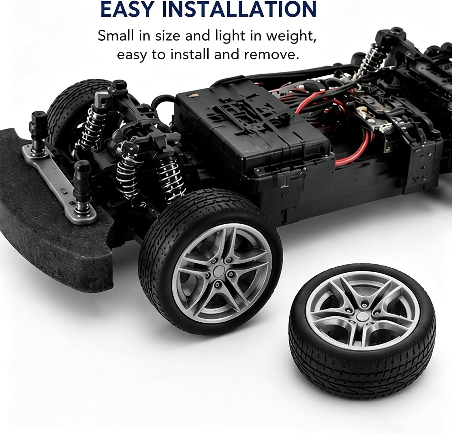 4Pcs Black Tires,48mm Simulation Rubber Wheel Tire Wheel Toy Model DIY RC Spare Parts Easy Installation Small in Size,Tire and Wheel Sets,Remote and App Controlled Vehicles and Parts,Wheels and Tires image 5