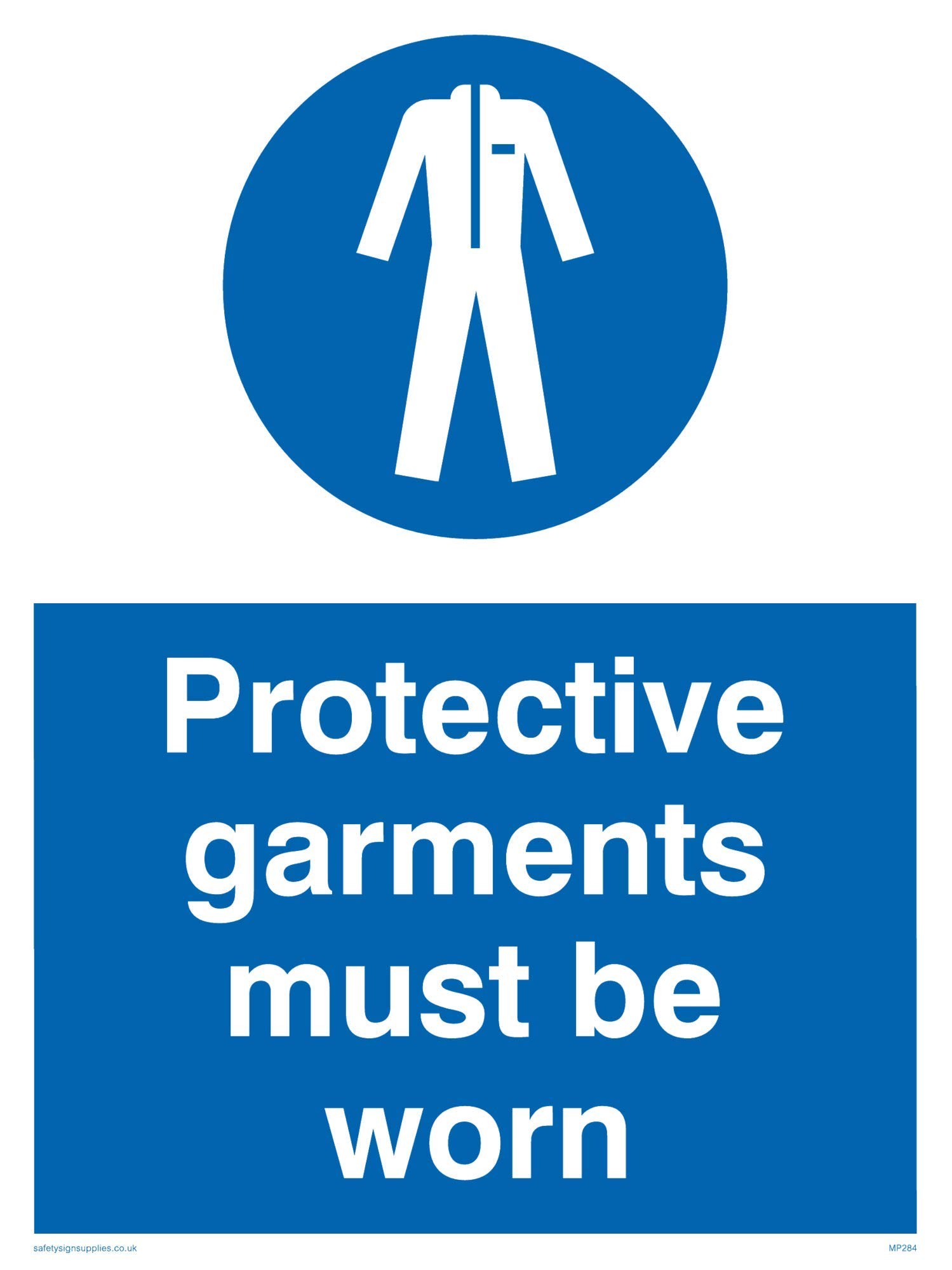 Viking Signs MP284-A5P-3M "Protective Garments Must Be Worn" Sign, 3 mm Rigid Plastic, 200 mm H x 150 mm W