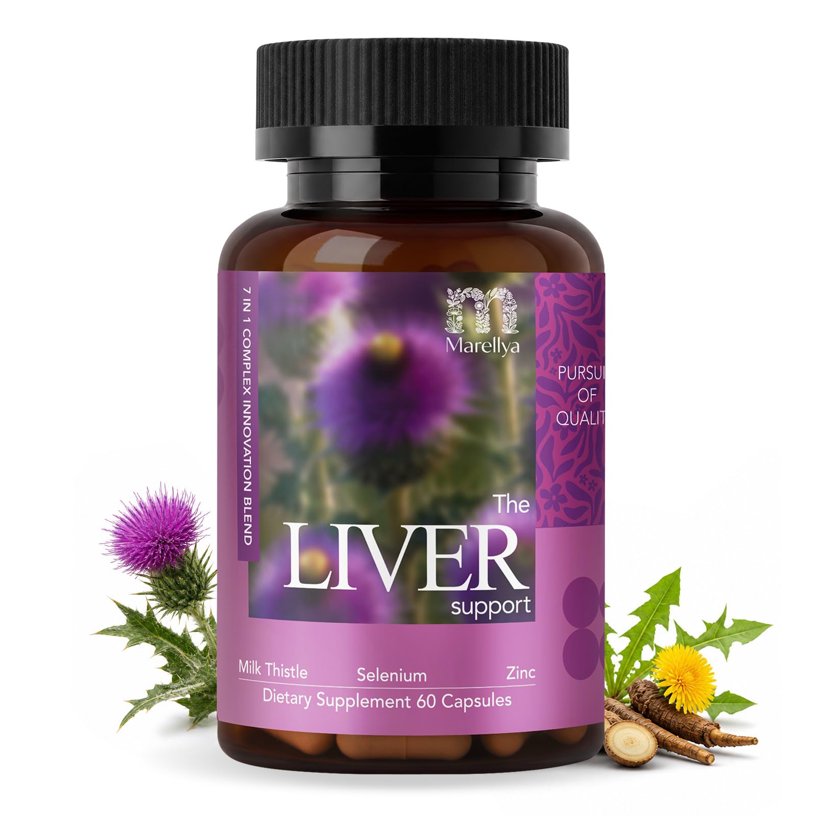 Liver Cleanse Detox & Repair Supplement – 7-in-1 30:1 Milk Thistle Formula with Silymarin, Choline & Dandelion Root – Supports Liver Health & Digestive Wellness – 60 Vegetarian Capsules