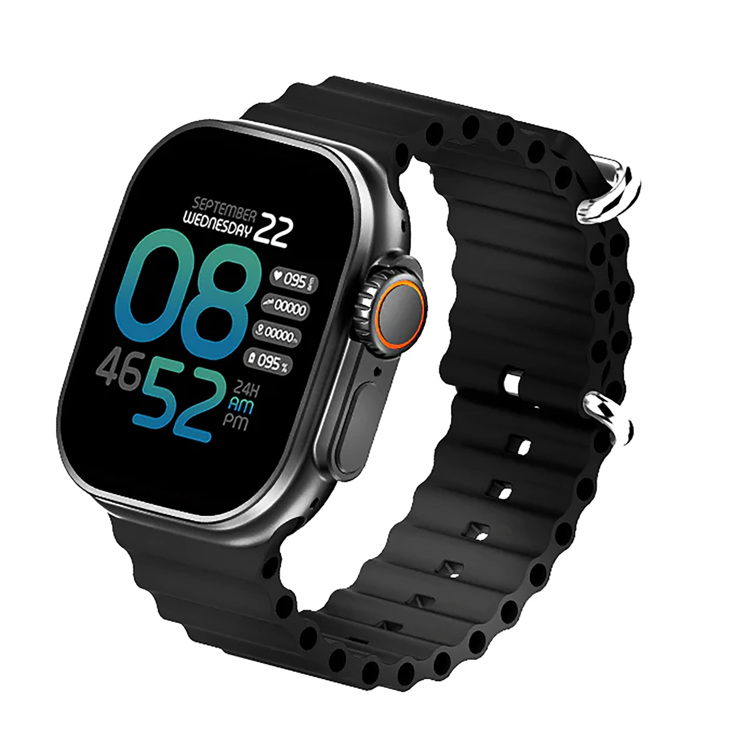 Faster Nerv Ultra Smart Watch Black - Always On AMOLED Display 2.04 Inches - Stylish Smartwatch with Rounded Rectangle Dial - Fitness Tracker with Sports Modes - 280 mAh Battery