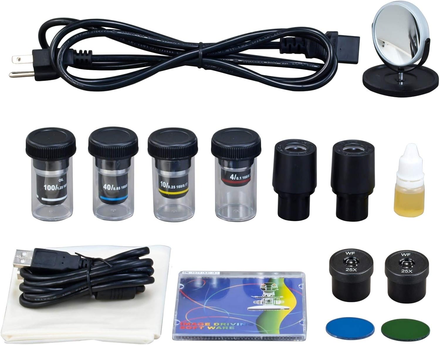 OMAX 40X-2500X Built-in 3MP Digital Camera Compound Microscope with Dry Darkfield Condenser