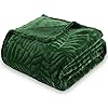 SOCHOW Super Soft Flannel Fleece Throw Blanket, Lightweight Cozy Warm Leaves Textured Plush Blanket for Bed Couch Sofa, 50 x 60 Inches, Olive Green