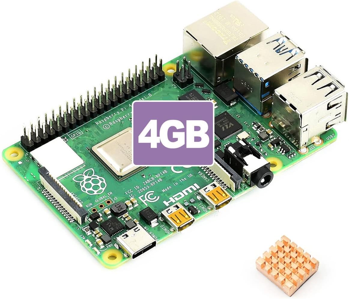 Waveshare Accessory Compatible with Raspberry Pi 4 Model B 4GB RAM with Powerful Processor Faster Networking Support Dual 4K Output and Different Choice of RAM Comes with a Copper Heat Sink