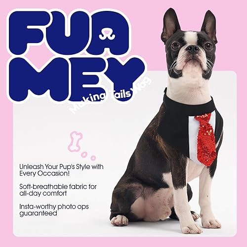 Miniatura 20 de FUAMEY Esmoquin para perro de Halloween para perros pequeños, traje formal para perros, traje de perro, corbata de moño para mascotas, disfraces