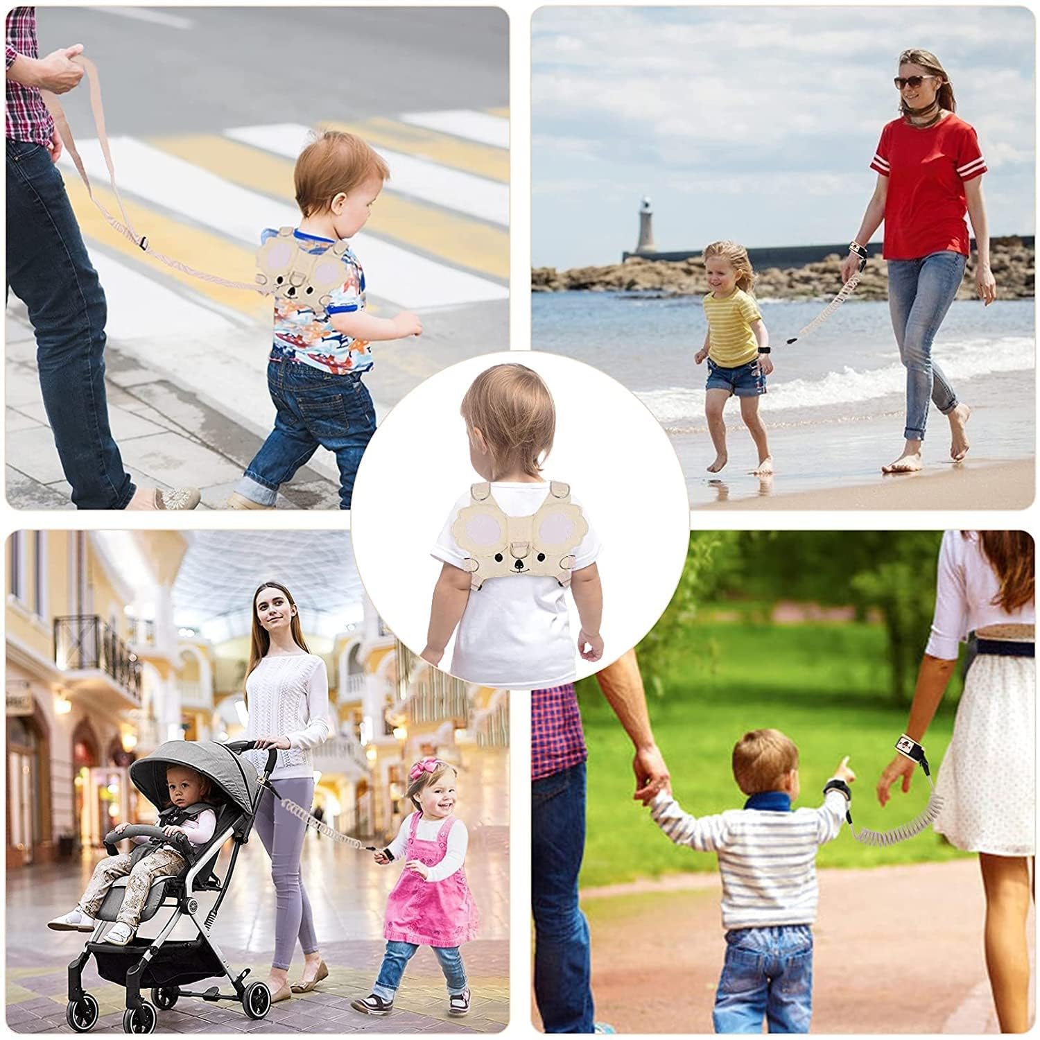 Guinzaglio per Bambini 3 in 1 Koala Braccialetto Antismarrimento con Serratura a Chiave Portatile Anti-Perso Harness 1-6 Anni