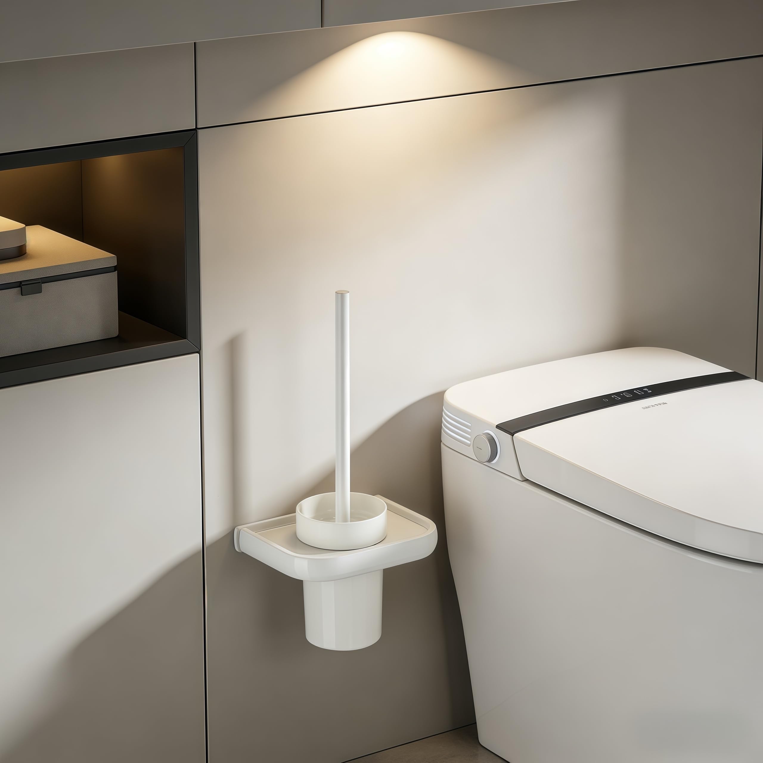 Cepillo Inodoro Escobillas de Inodoro Escobillero WC Latón Cobre Antiguo/Cepillo/Blanco/Negro Accesorios de baño Montado en la Pared-Blanco