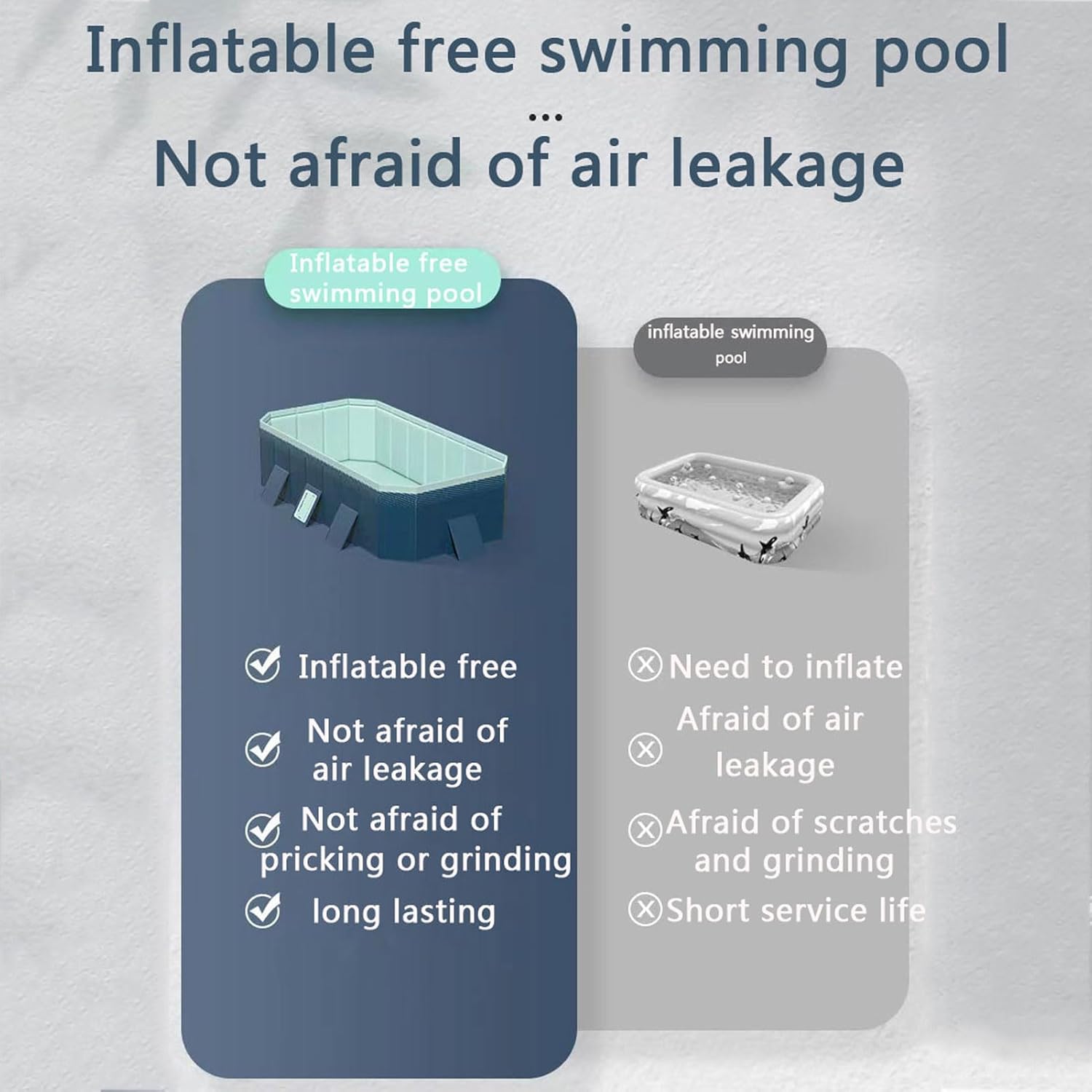 Inflatable Swimming Pool Thickened Folding Pool Adult Sunbath Floats Smooth Various Sizes for Backyard Outdoor Simple Set 2.6m