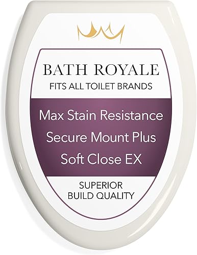 Asiento de inodoro alargado BR501-01 con cierre silencioso, resistente a las manchas y fácil de mantener limpio, resistente, se adapta a todas las