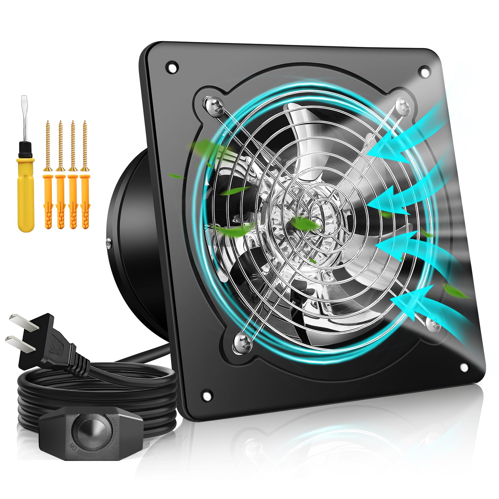 Photo 1 of 10 Inch Exhaust Fan with Speed Controller, 900CFM Wall Mount Exhaust Fan for Kitchen, Metal Ventilation Extractor Fan with Damper for Bathroom, Garage, Attic, Shop, Pet Room, Smoking Room, Basement