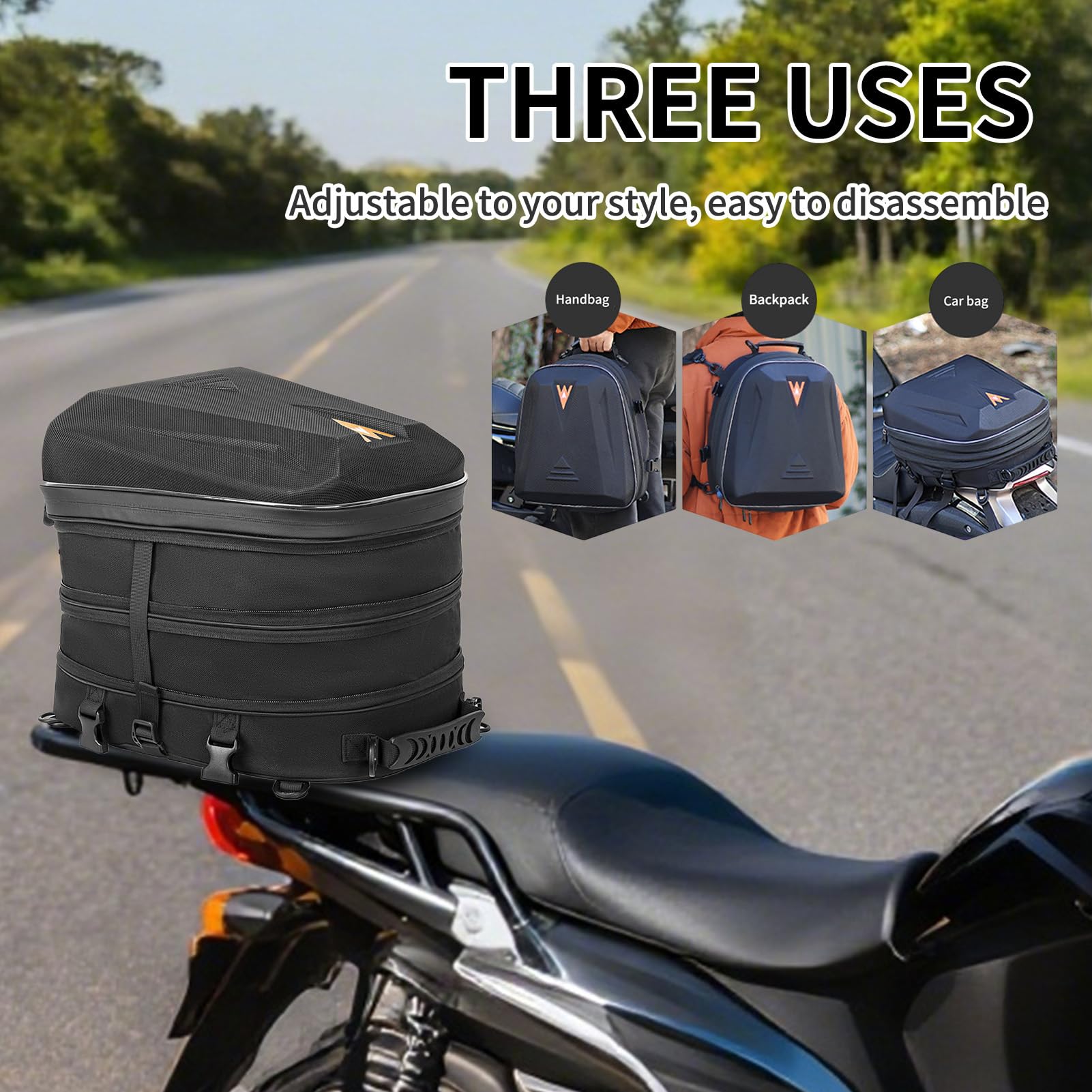 Générique Back Extensible Back 0 l-28 l Casco 18 x 12 pollici con Cover Impermeabile di Stoccaggio di Equitazione Custodia Rigida con Design Aereo Accessorio Moto Torre