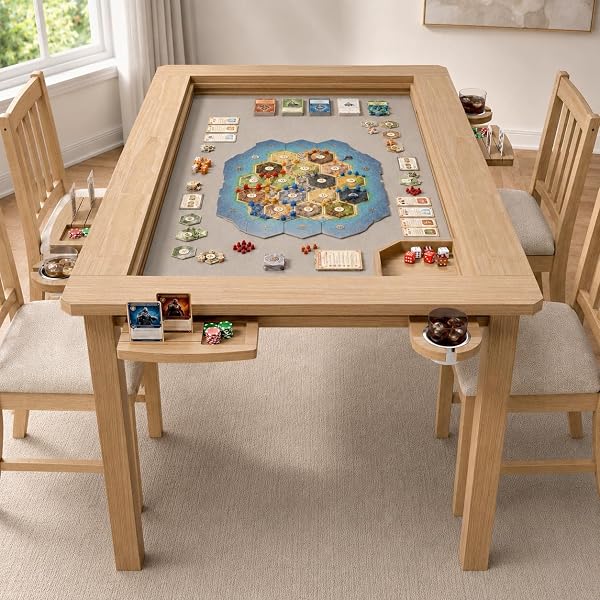 Callales Board Game Table with Removable Table Top for 4-6 Players, Oak