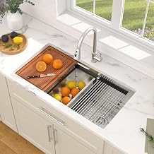 Dcolora 36"x19" Undermount Stainless Steel Kitchen Sink Workstation