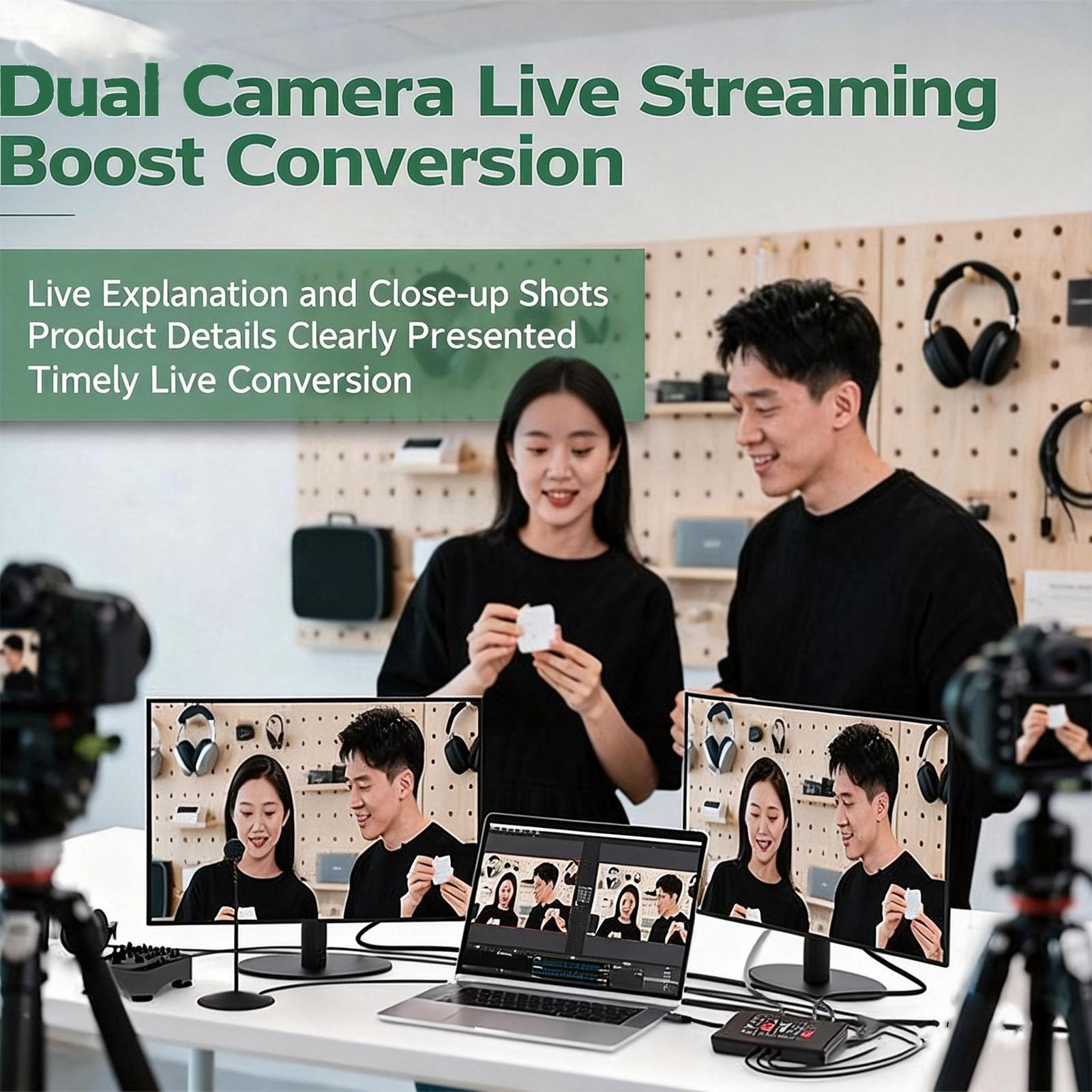 Switcher Video Live con Doppio Ingresso HDMI e USB C 3.0, Mixer PIP/PBP 1080p 60Hz per Streaming, Registrazione e Trasmissione Multisorgente