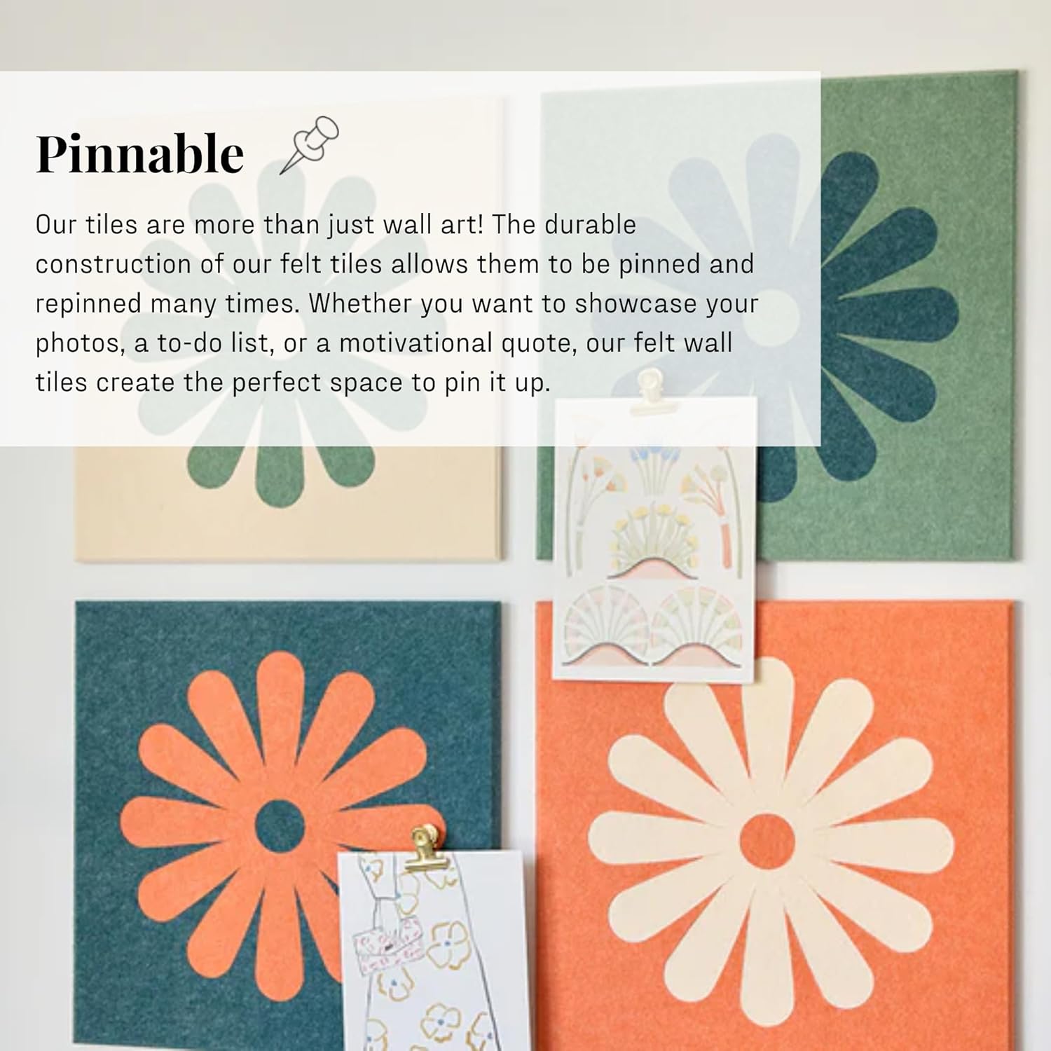 Felt Right Mini Daisy Checker Forest, Home Decor, Felt Panels, Decorative Bulletin Board, Flower Wall Art, Gift for Women, Dorm Room Essentials, Pin Board, Floral Wall Decor, Playroom