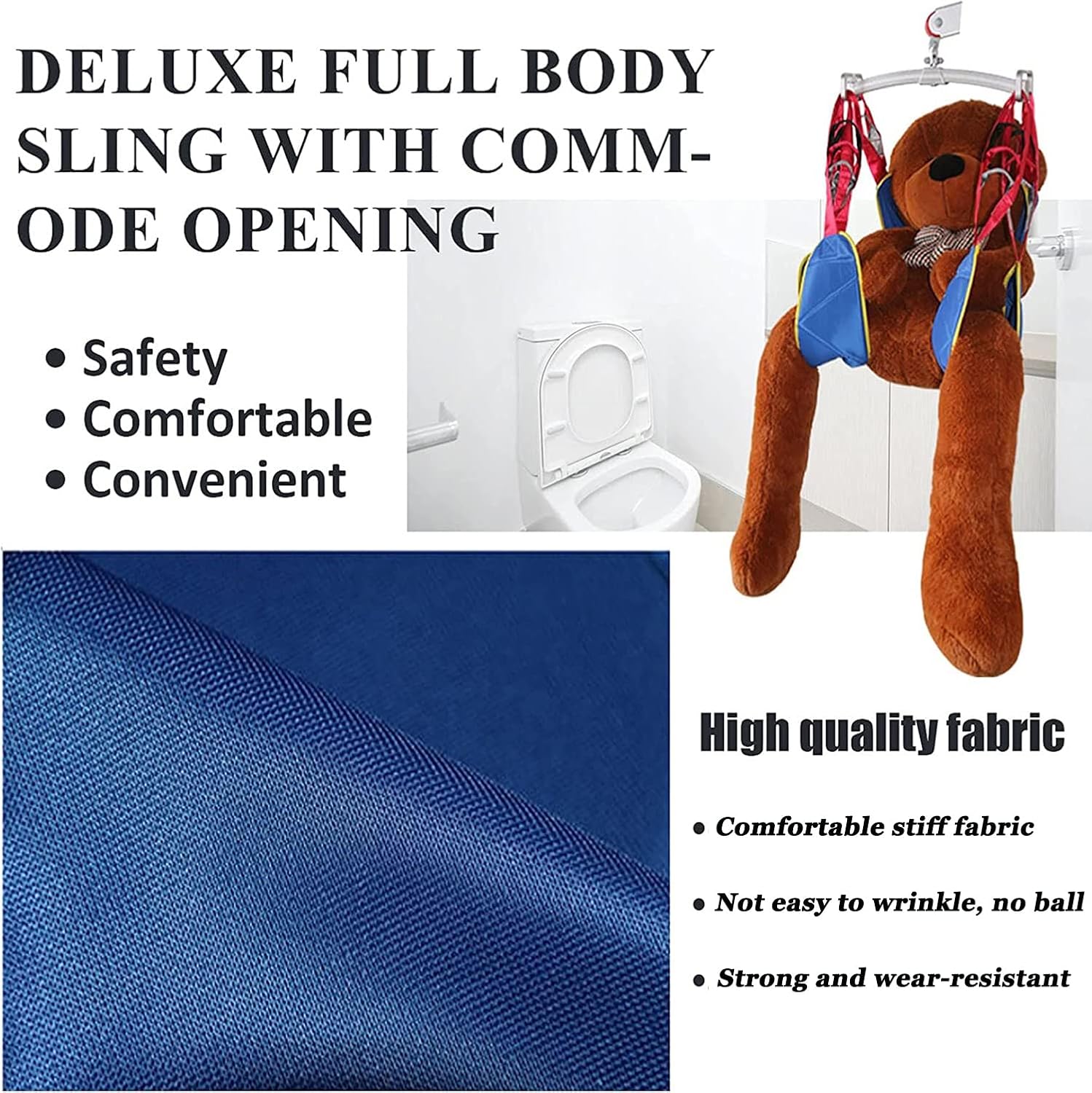 GUNEL Patient Lift Toileting Hoist Sling, Full Body Patient Lifting Harness Commode Lifter Divided Leg Shower Sling Medical Transfer Belt for Paralyzed Elderly and Disabled, Load 230kg