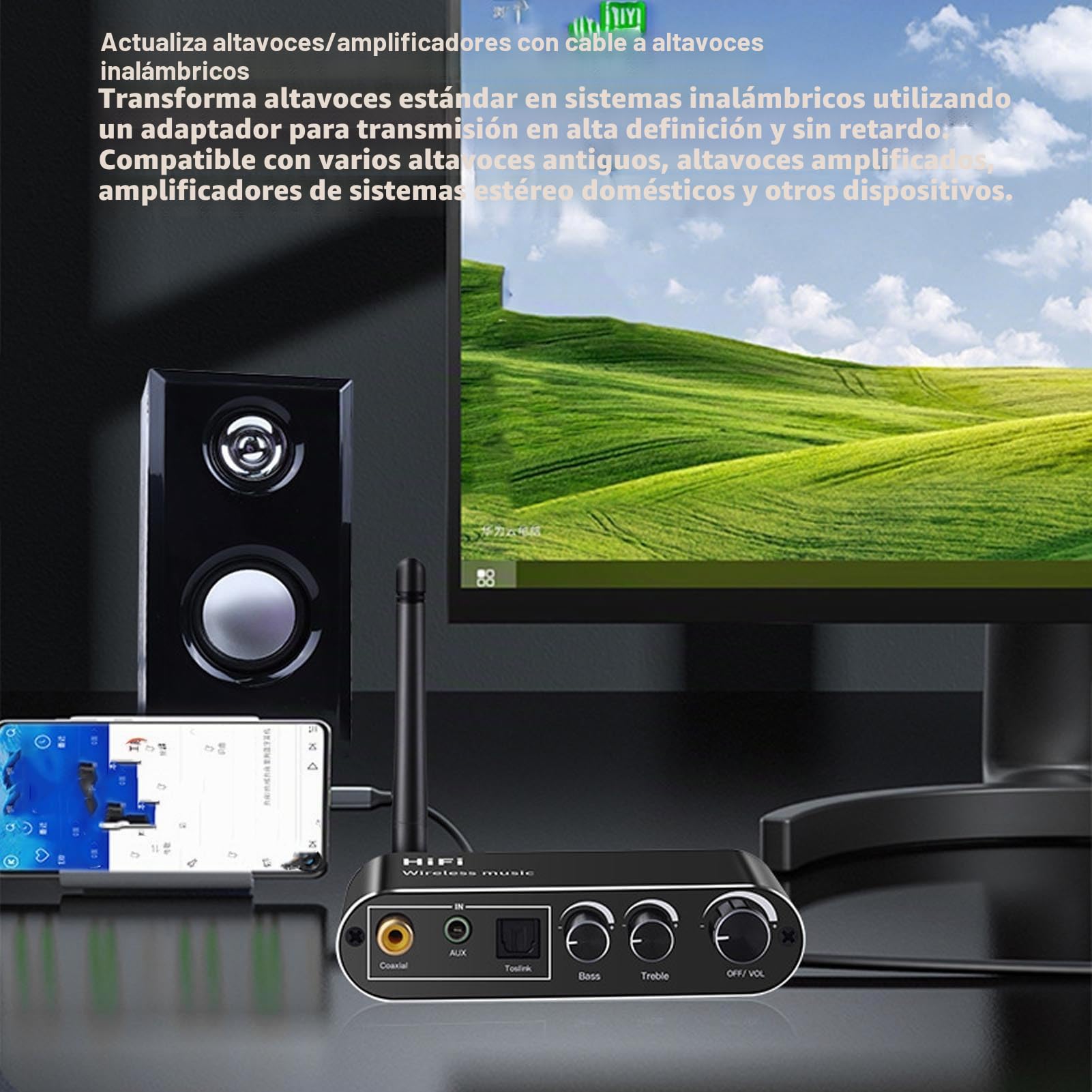 SENECESLI Convertidor de Audio Digital a Analógico con Transmisor Receptor Bluetooth 5.1 DAC Adaptador de Audio Coaxial Digital óptico a de 3,5 Mm para Altavoces Estéreo Audio en el