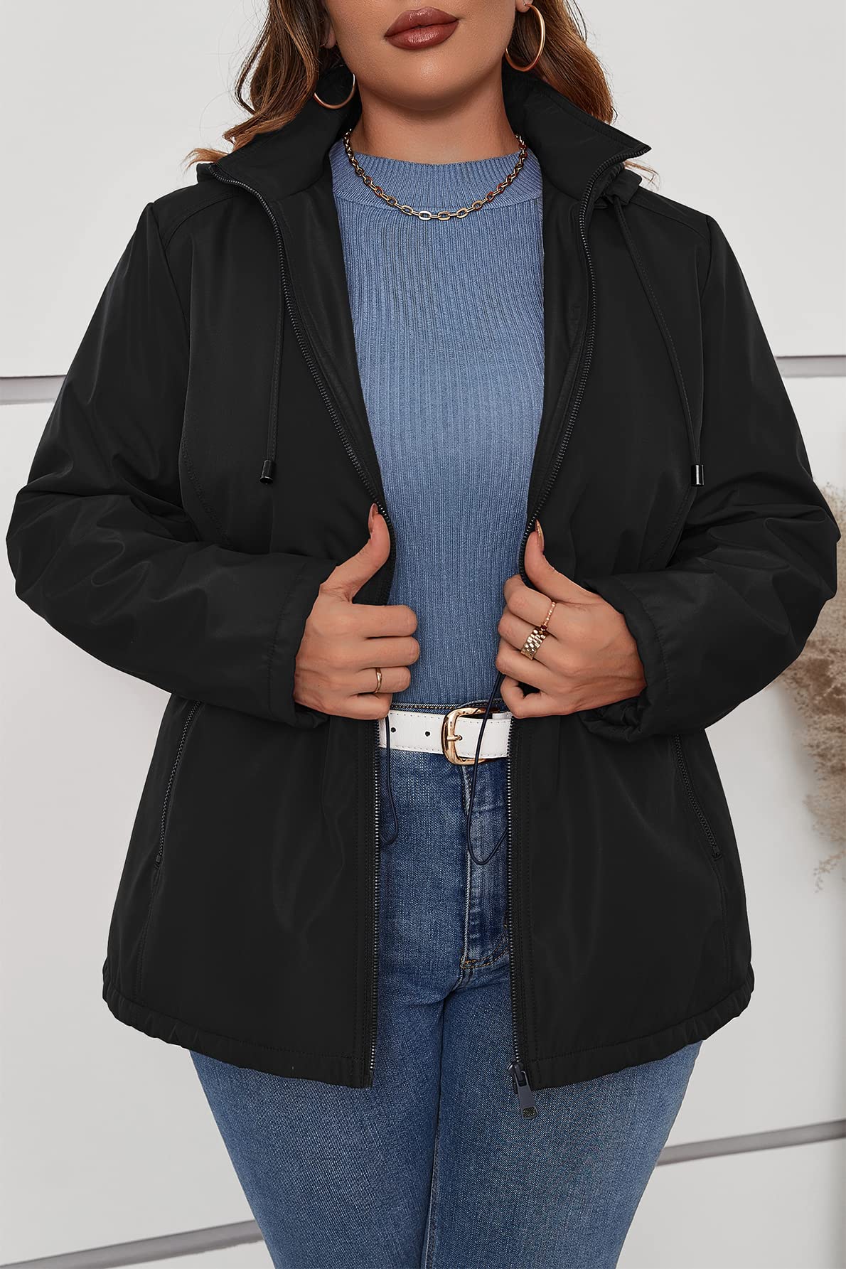 Geschallino Giacca da Donna Imbottita Leggera Foderata Trapuntata Softshell Taglie Forti Invernale con Cappuccio (XL-5XL)