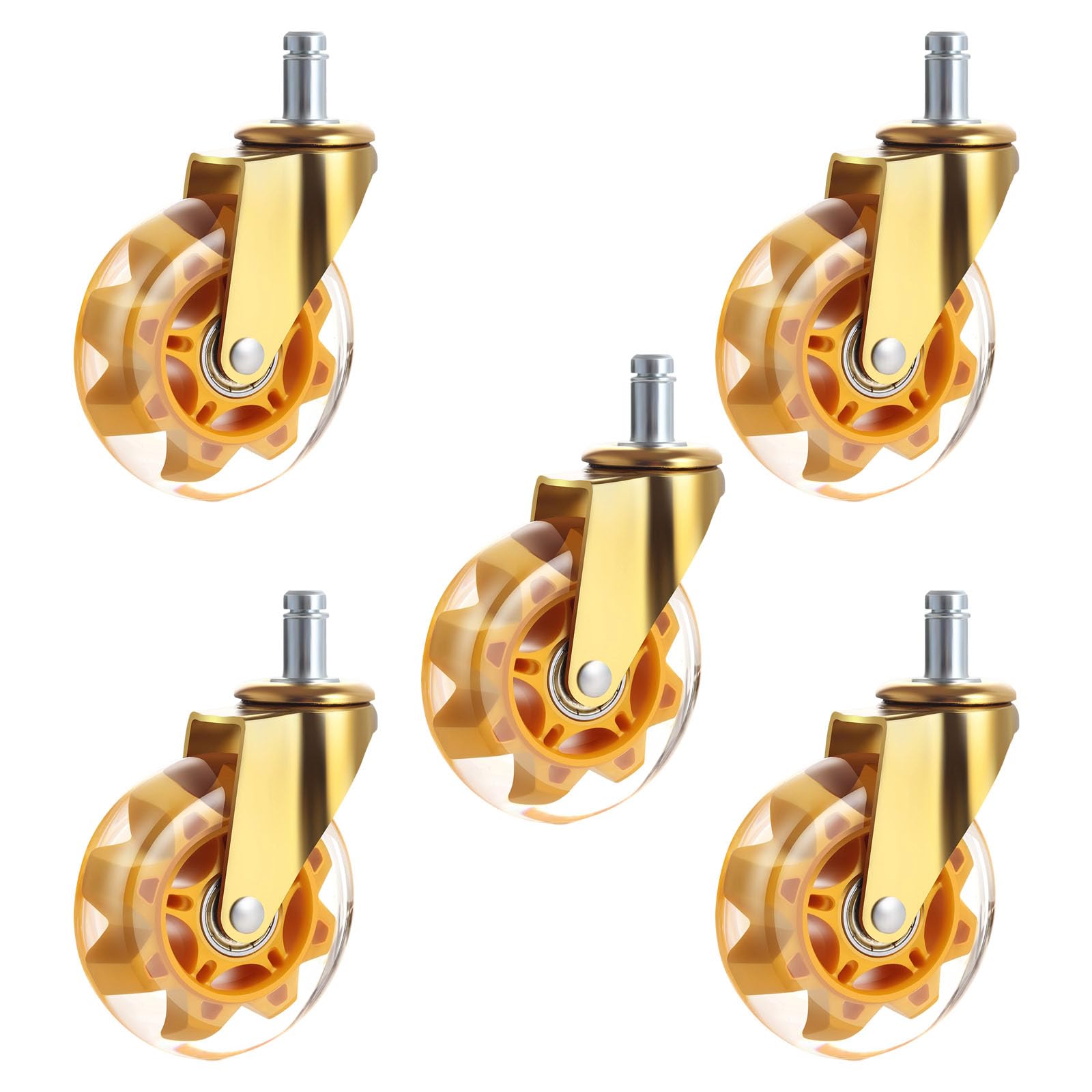 Xjdzineq Polyurethane Chair Casters 3 Inch Noiseless Gliding for Rolling Chairs and Ergonomic Furniture Omnidirectional Chair Casters